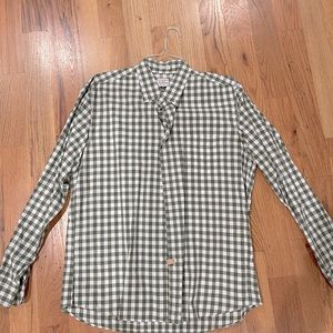 Jcrew secret wash slim fit XL green gingham shirt